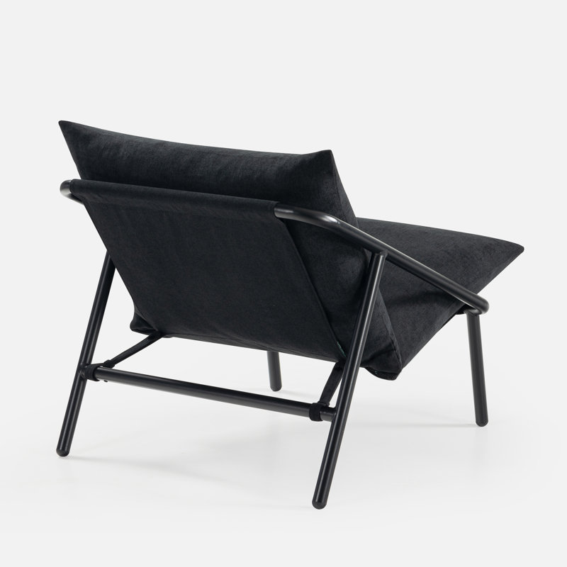 Ayatt Modern Metal Frame Sling Accent Armchair, Logan Dark Grey