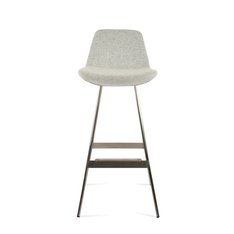 Tabouret Pera Balat, Laine argentée, Acier Inoxydable, Tabouret de bar (siège d'une hauteur de 29 po)