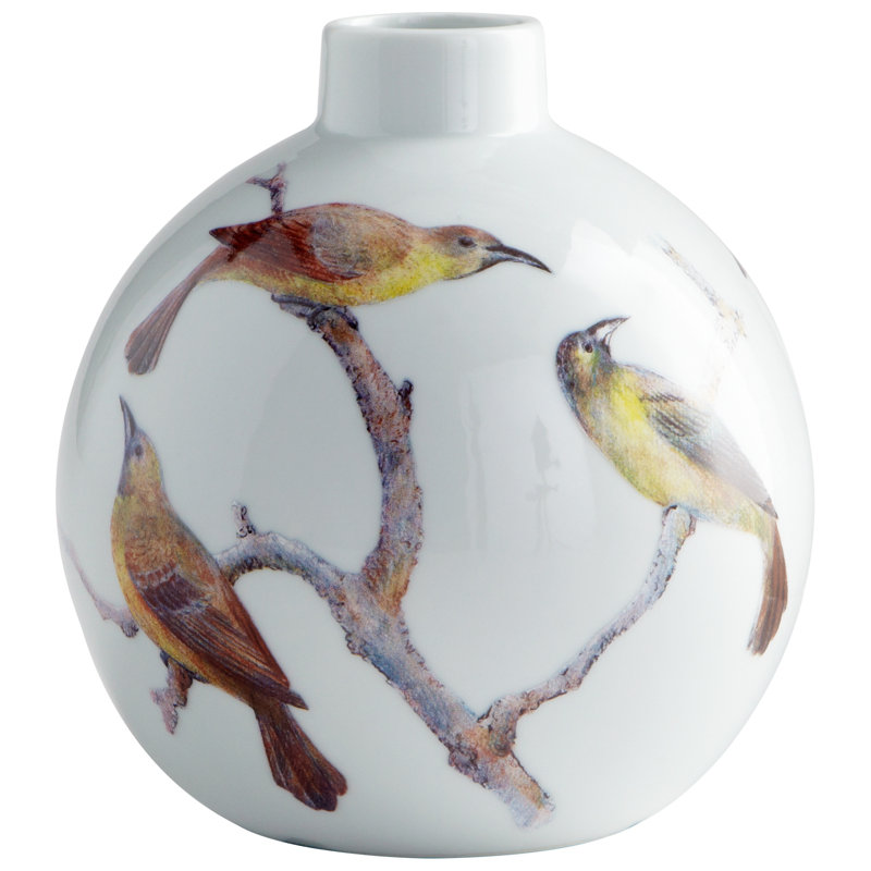 Vase de table en céramique blanc 7 po Aviary