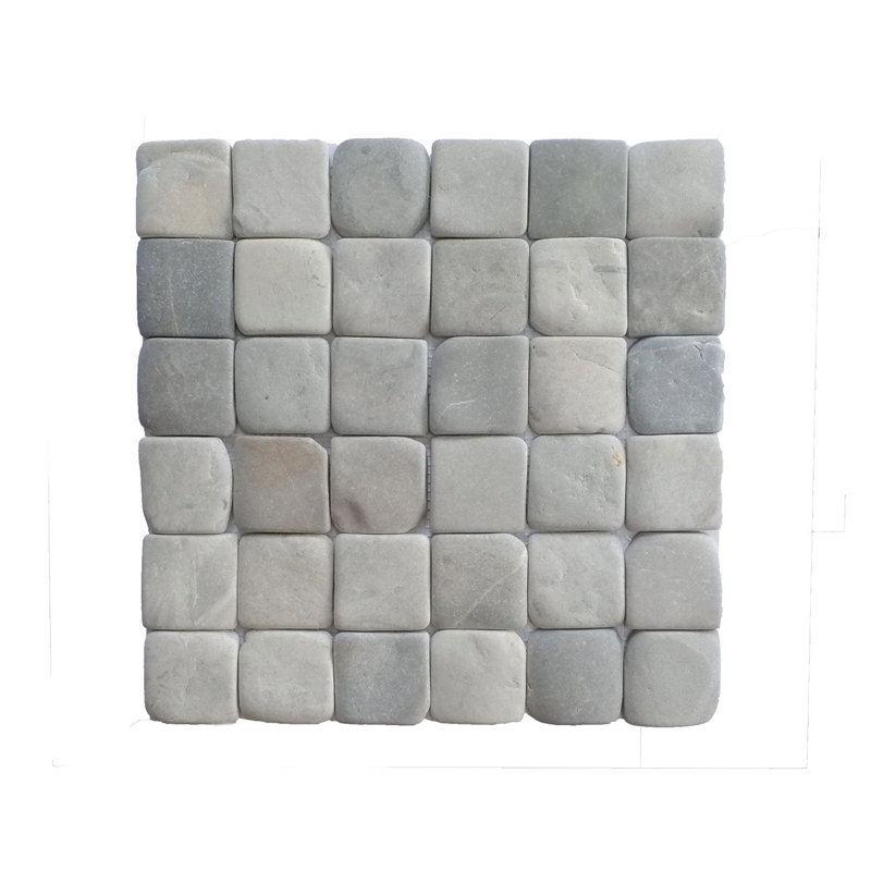 Florida 12" x 12" Natural Stone Grid Pebble Mosaic Wall Tile, Gray