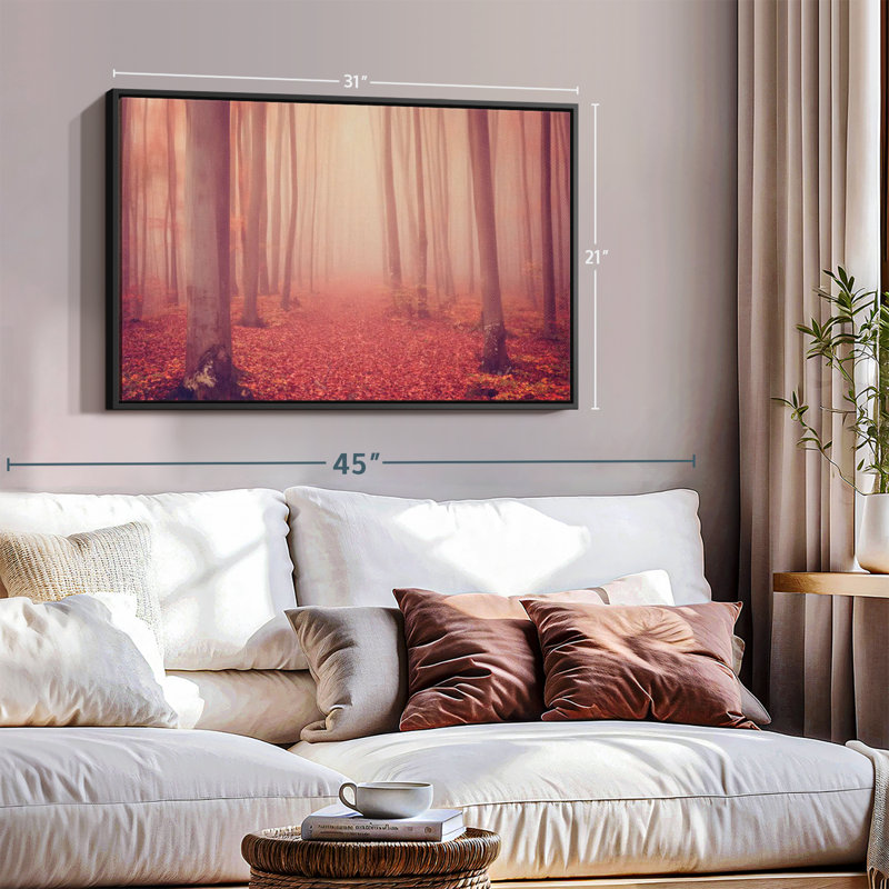 Nature «Foggy Red Forest Canvas Print», H 21 po x l 31 po