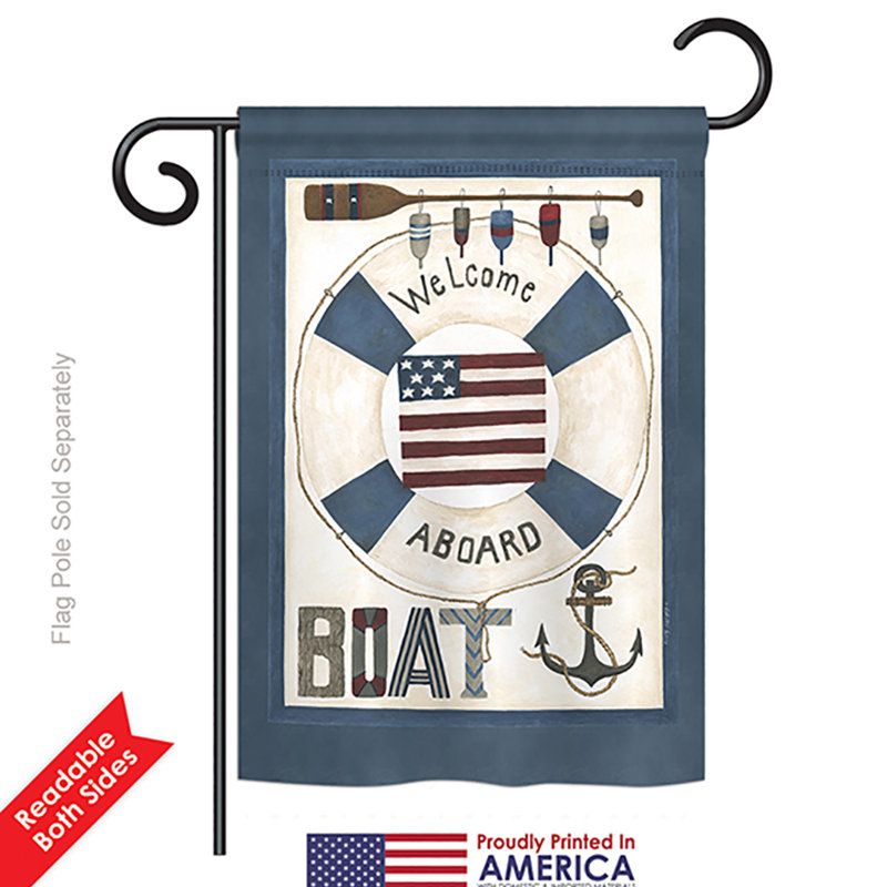 Drapeau de jardin en polyester à 2 côtés Kinnison Welcome Aboard Coastal, H 18,5 po x l 13 po