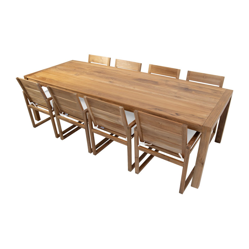 Venice 9 - Piece Solid Wood Dining Set, Forest Green