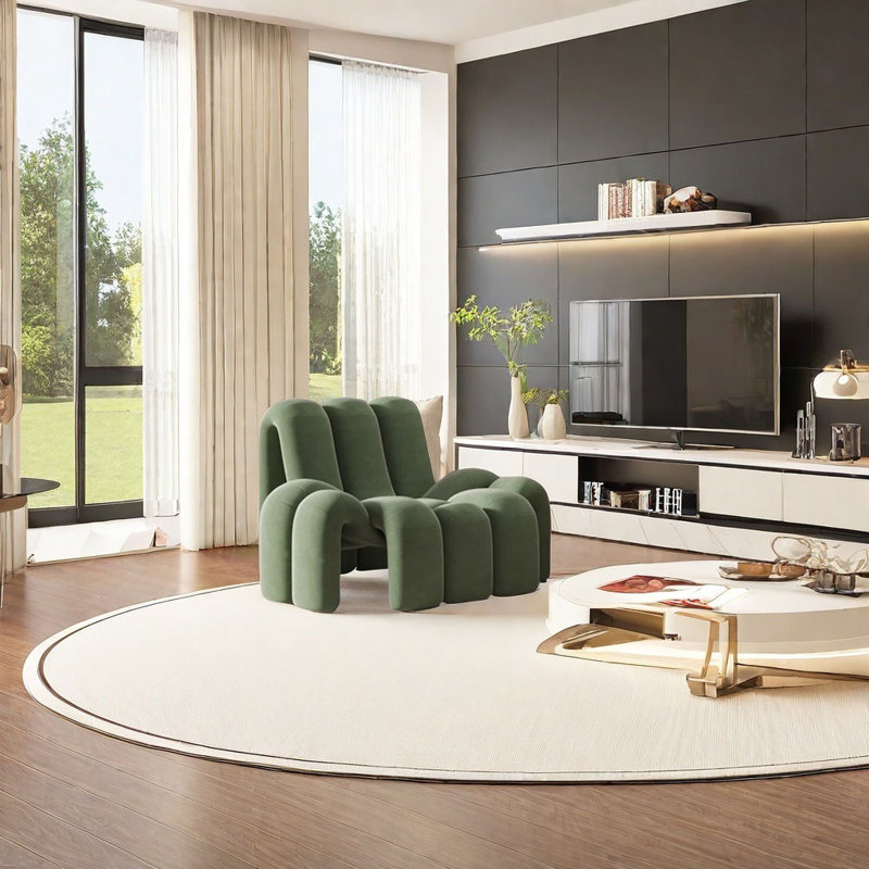 Creative simple modern negotiation sofa, Green Microfiber/Microsuede