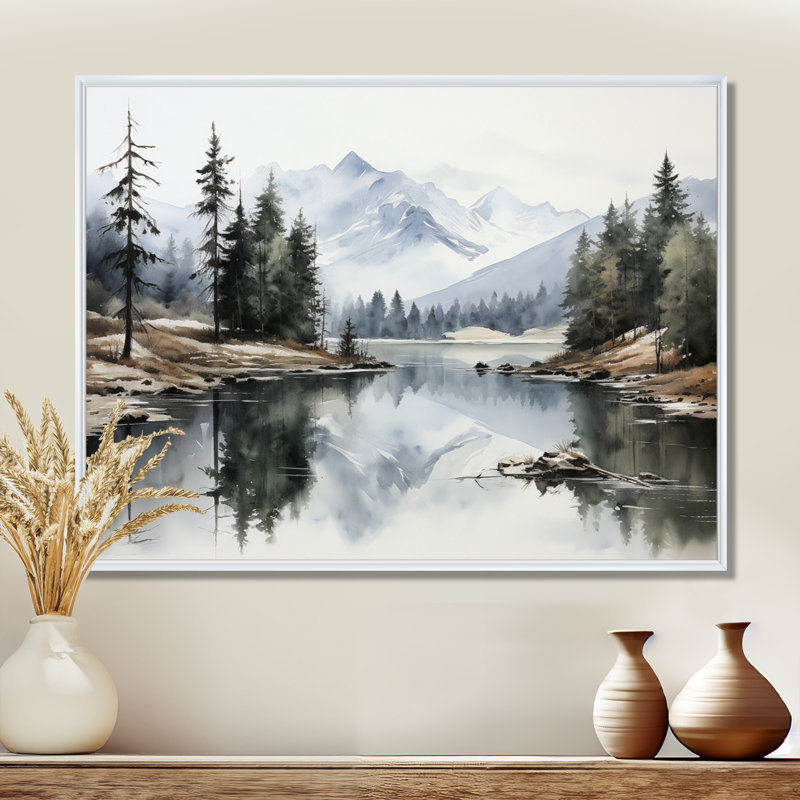Vert, bleu, minimalisme, forêt, réflexion silencieuse - minimalisme, art mural, H 12 po x l 20 po x P 1 po