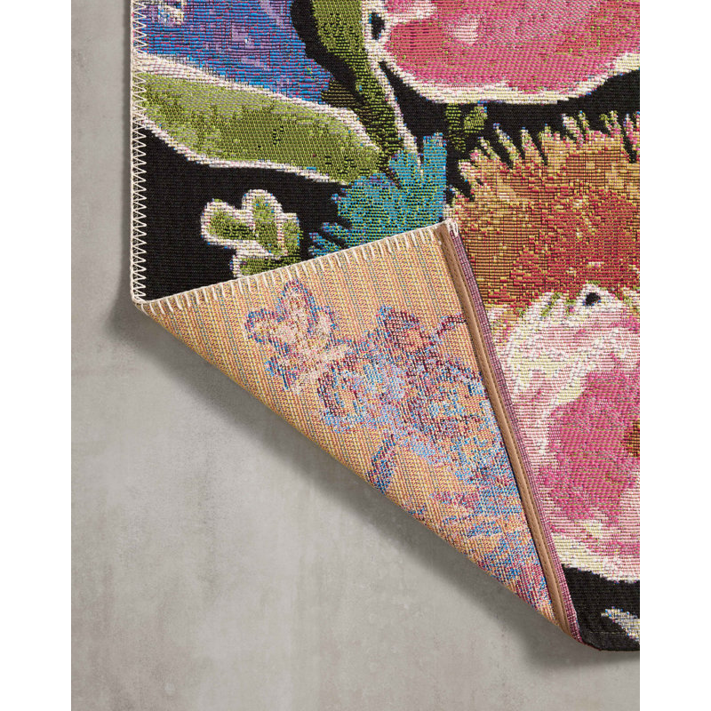 Loloi Botanical Black / Multi Area Rug, Runner 2'5" x 11'2"