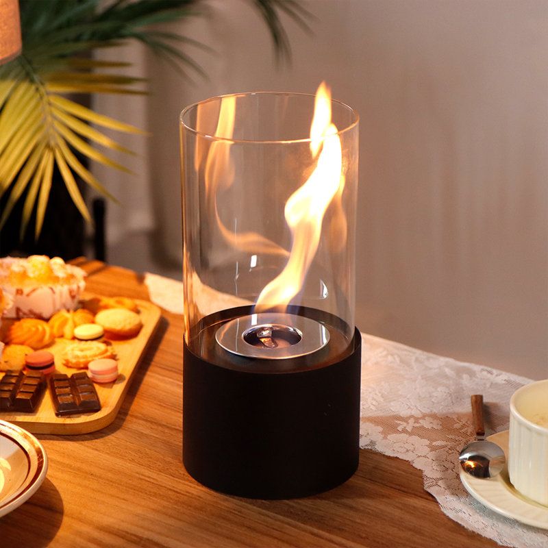 Belfry Heating Bio-Ethanol Outdoor Tabletop Fireplace with Flame Guard, 26cm H x 12.5cm W x 12.5cm D, White