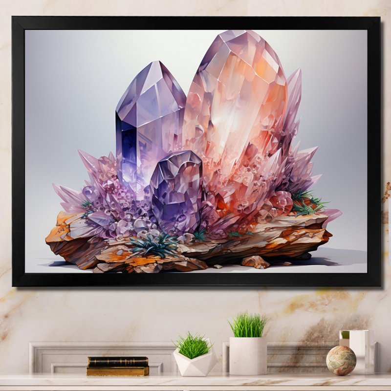 «Jaka Purple Spiritual Stone Moonstone II», reproduction sur toile, H 24 po x l 32 po x P 1 po, Cadre simple noir