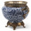 Porcelain Planter With Bronze Ormolu Blue And White Floral