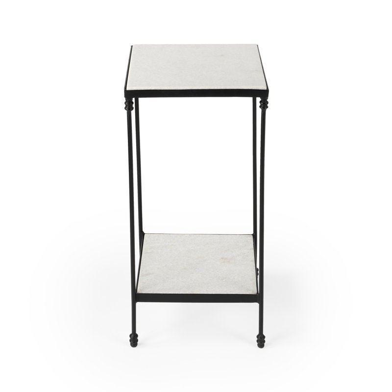 Larkin Marble & Iron Side Table, White Marble/Black