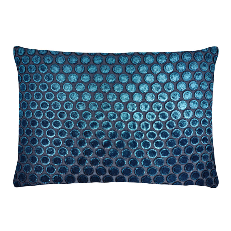 Dots Lumbar Velvet Pillow Cover & Insert, 14" x 20", Cobalt Black
