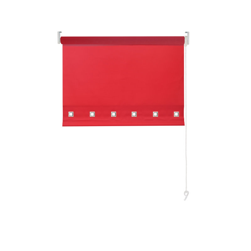 Semi Sheer Daylight Roller Blind with Chrome Eyelet Detail, Red, 165 cm L x 60 cm W