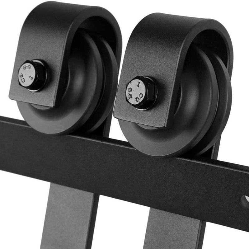 Black Aluminum Single Door Barn Door Hardware Kit Standard Single, 36 in.