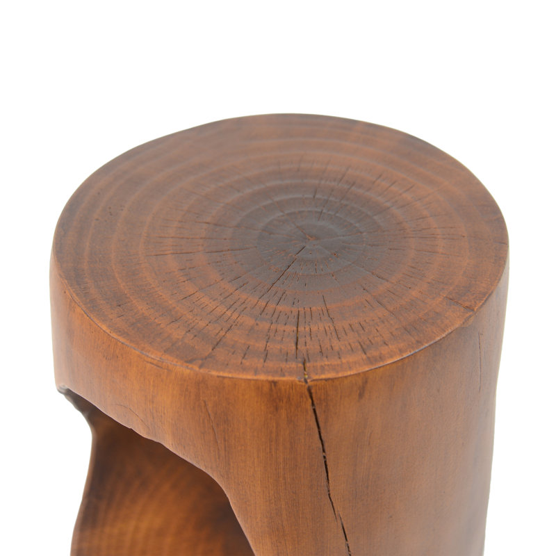 Wood-Like Texture MGO Hollow Side Table, Antique Brown