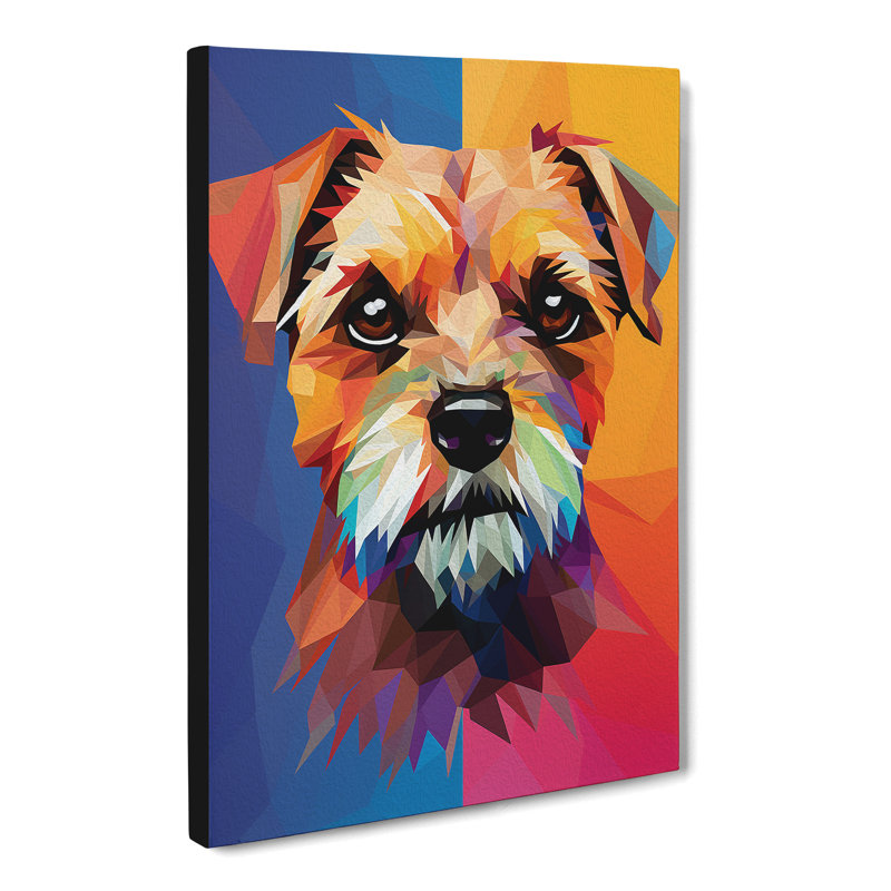 Border Terrier Geometric - No Frame Print, 76cm H x 50cm W x 3cm D