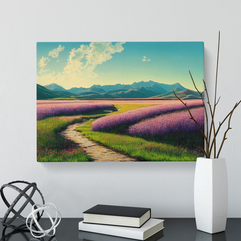Spring Meadow Scene - Wrapped Canvas