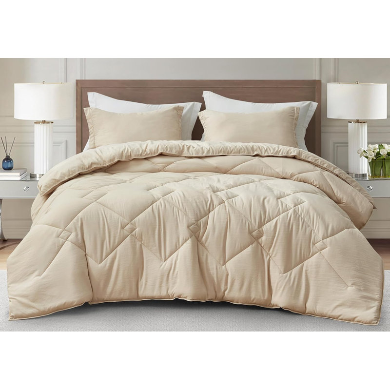 Logan Standard Comforter, Twin Extra Long Comforter + 1 Standard Sham, Light Sand