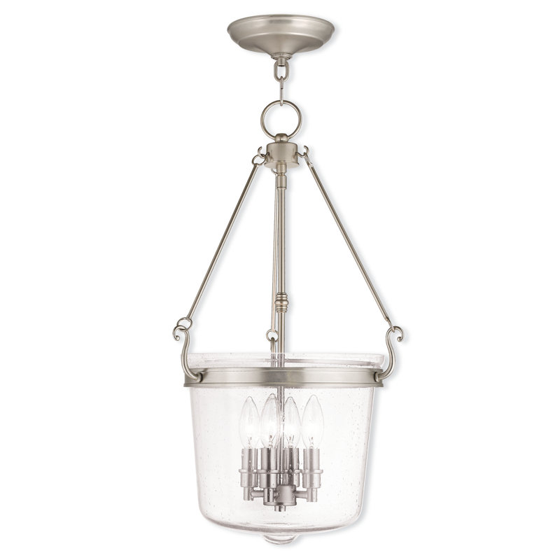 Luminaire suspendu pot 4 lumières Akia, Nickel brossé, H 24,5 po x l 14,25 po x P 14,25 po