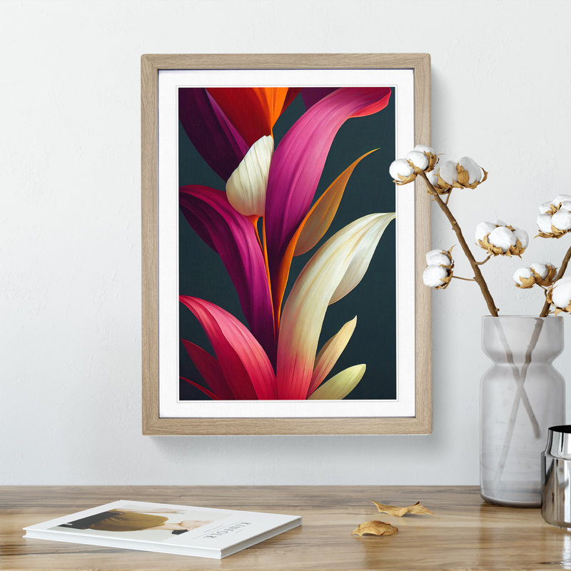 The Unreal Flower - Framed Print, 46cm H x 34cm W x 2cm D, Oak