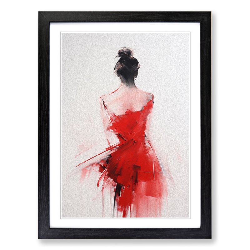 Minimalist Gestural No.3 - Single Picture Frame Print on Wood, Black Framed, 64cm H x 46cm W x 2cm D