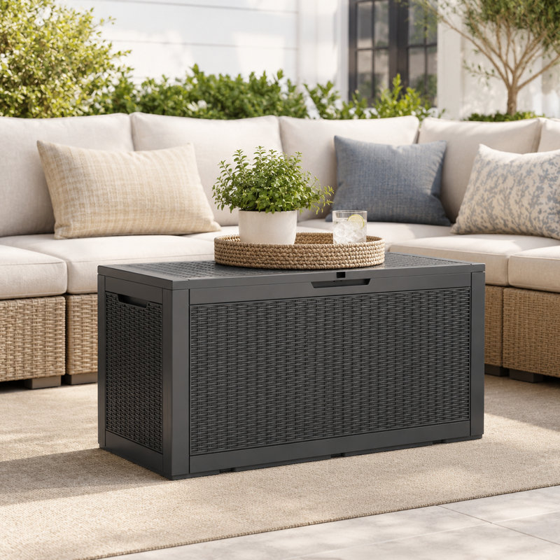 120 Gallon Durable Resin Outdoor Storage and Organization Deck Box Ideal For Garden Patio Furniture and Supplies, Black