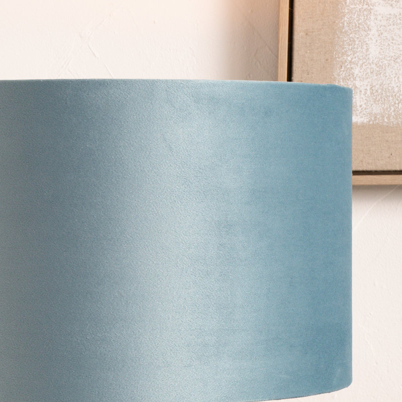 Rene Velvet Drum Lamp Shade ( Uno ), Blue, 27cm H x 40cm W x 40cm D