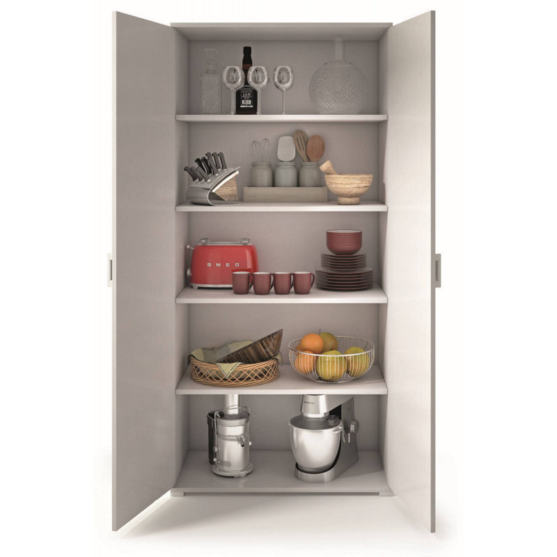 Gurtrue 2 Door Manufactured Wood Wardrobe, Cement/White 