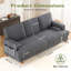 220cm Corduroy Sofa with 3 Seats, No Tool Assembly, Solid Wood Frame and Solid Wood Legs-1327335153
