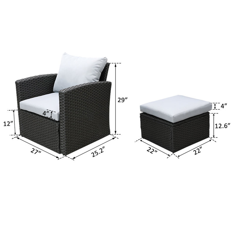Chaise de patio avec repose-pieds Clarysse, Gris