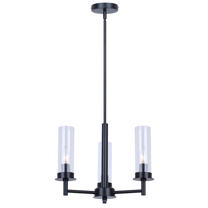 Lustre 3 lumières Benson, Noir mat, Trois lumières