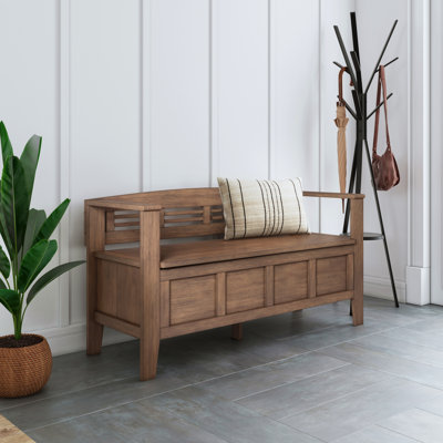 Banc de rangement pour hall d'entrée - Brun rustique naturel vieilli