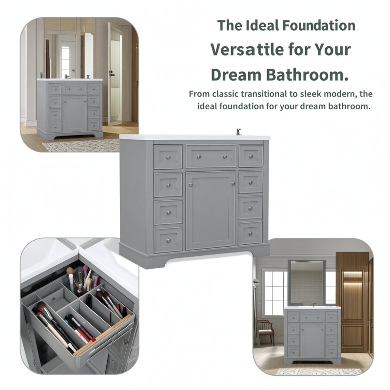 Meuble-lavabo 36 po sans lavabo, Gray