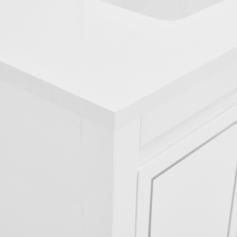 Province 36" Freestanding Standard Single Bathroom Vanity with Top, White, Silver