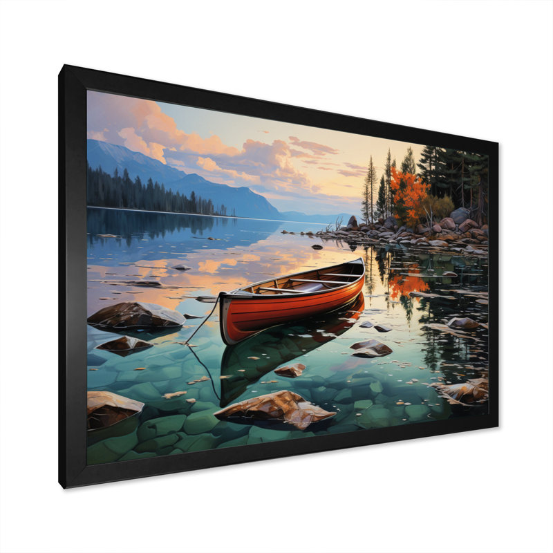 Canada Canada Canoe I, reproduction d'art sur toile, H 34 po x l 44 po x P 1,5 po, Cadre simple noir