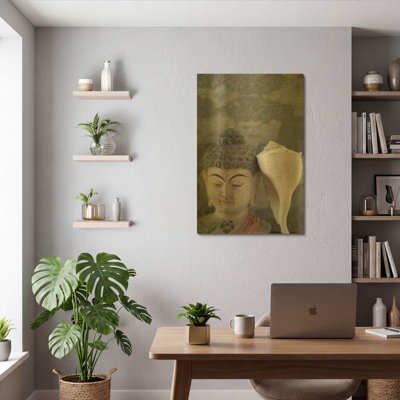 'Om Seashell Buddha' By Elena Ray Gold Metal Wall Art, 24" x 36"