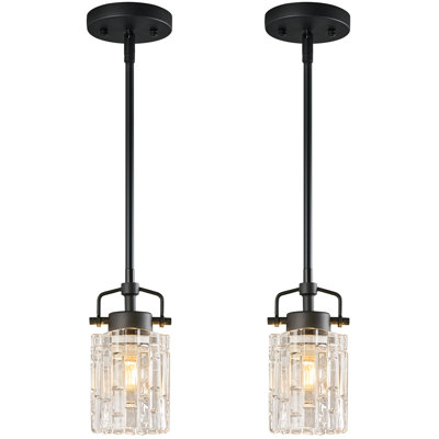 Modern Pendant Light Metal Suspension Pole Pendant Light Glass Pendant Lights for Bathroom Farmhouse Kitchen Island