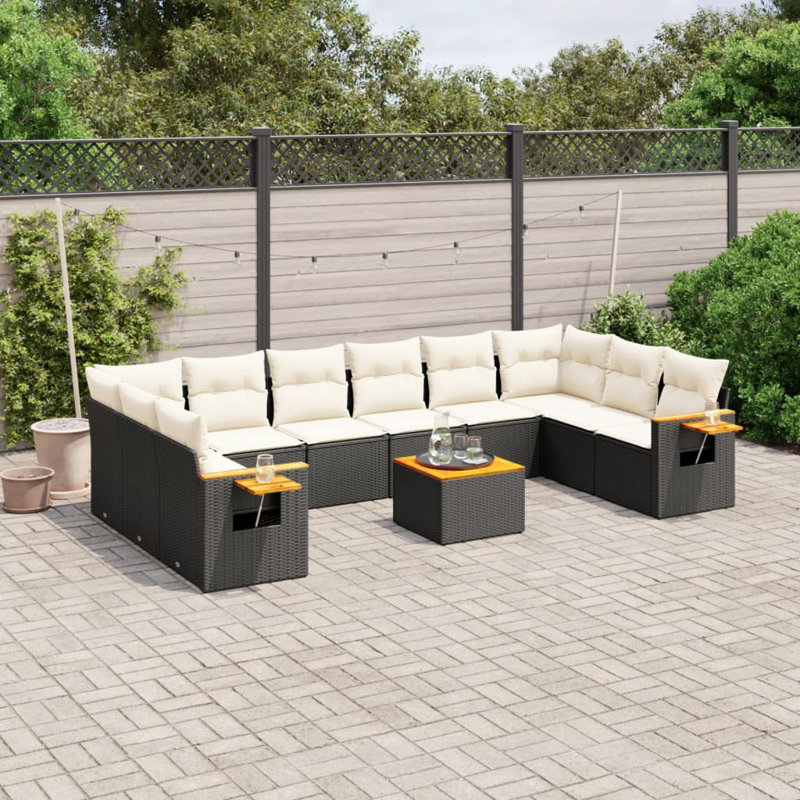 Ensemble de canapé de jardin Vidaxl noir, blanc crème
