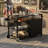 Outdoor Grill Cart With 304 Stainless Steel Ice Bucket, Heavy Duty Bar Table With Wheels & Push Handle, Portable Prep Station