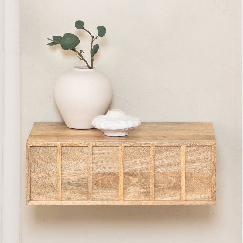 Tablette murale en bois massif Amira, Naturel