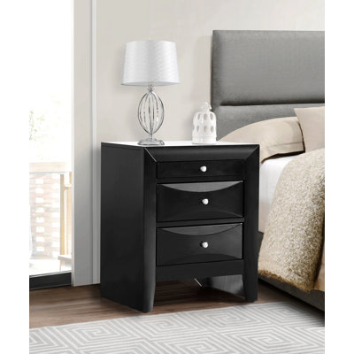 Marilla 3 Drawer Wood Nightstand