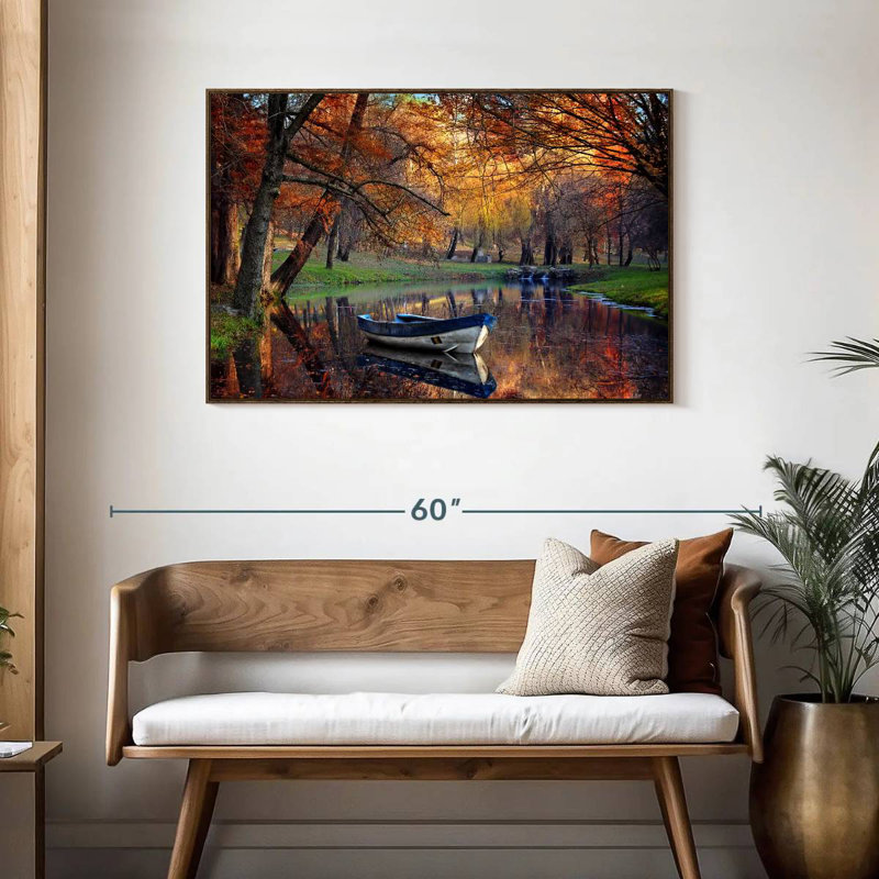 Bateau Autumn Lake, Cadre flottant en noyer, 43 po x 29 po