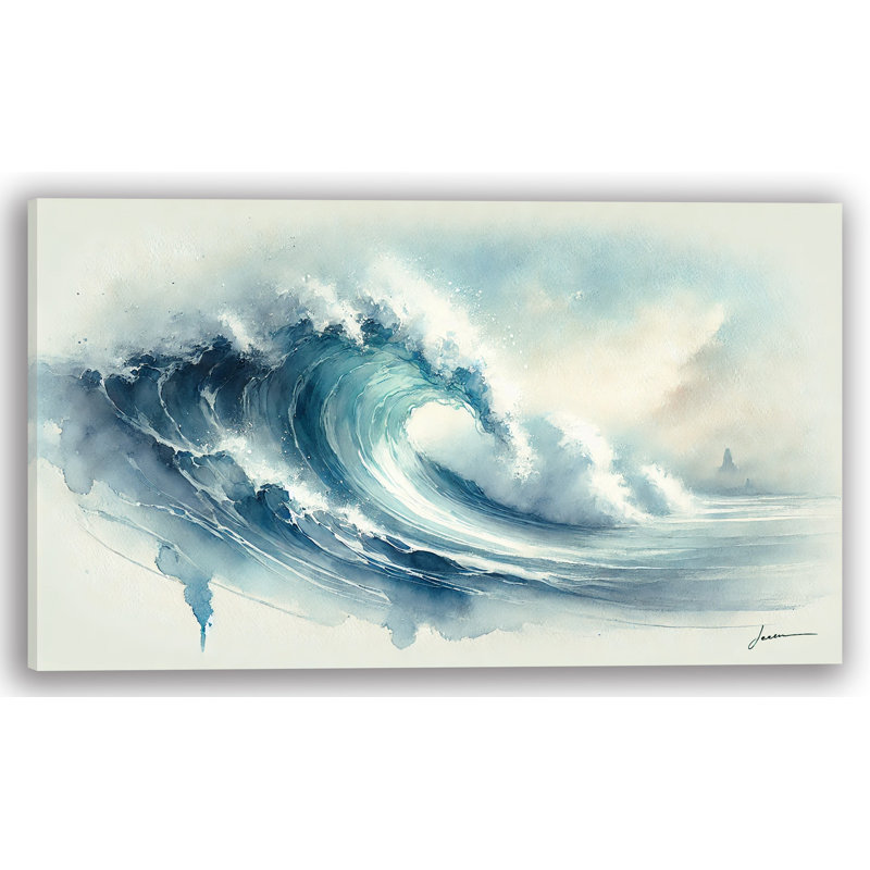 «Ocean's Roar: Powerful Wave», reproduction d'art sur toile tendue, H 20 po x l 35 po