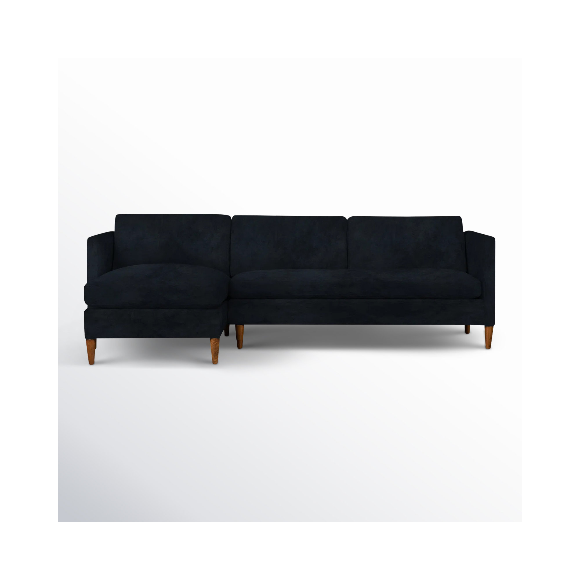 Clifford 2 - Piece Upholstered Custom Sectional, Left Hand Facing, Bella Ink Blue Performance Velvet