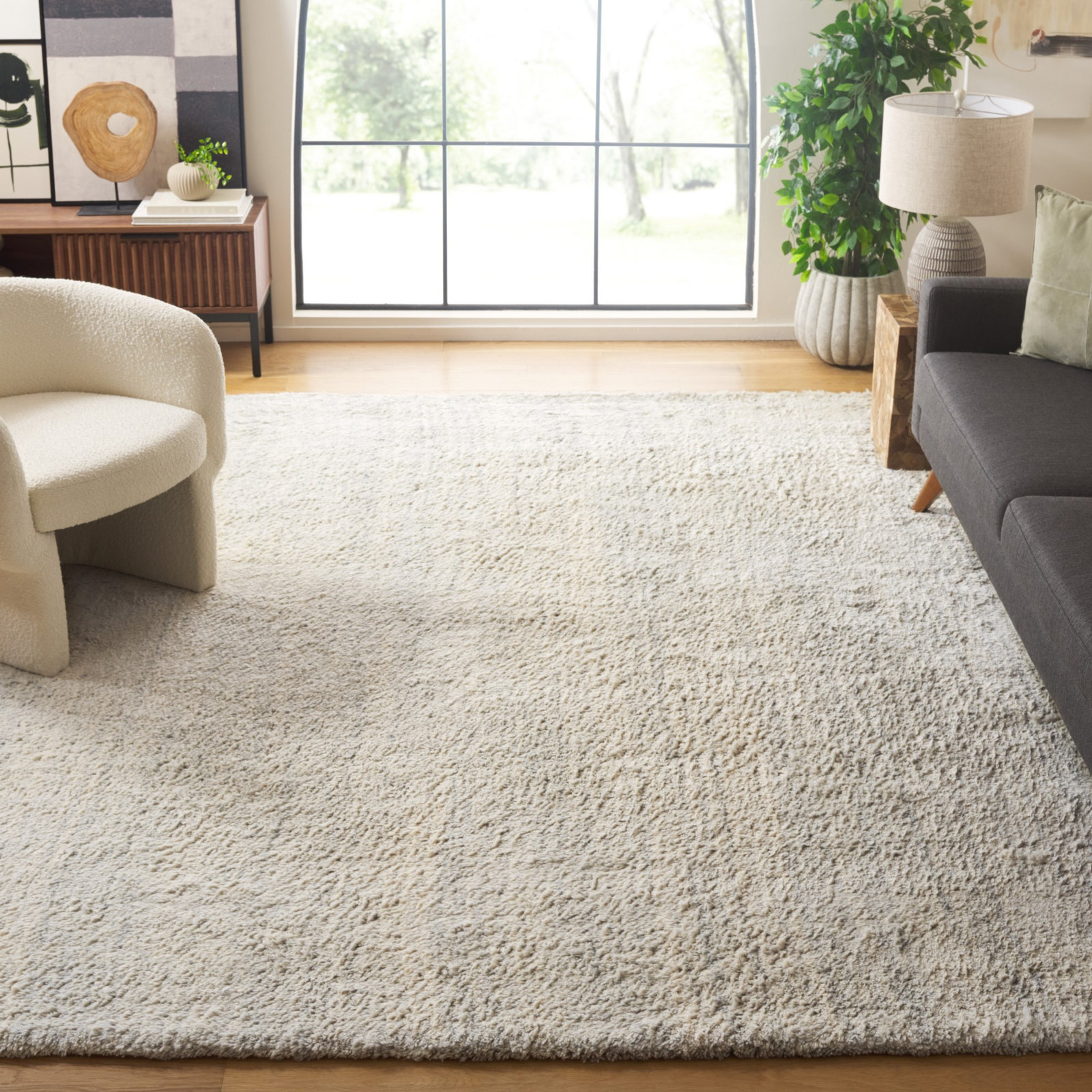Silver Ivory Hand-Woven Rug, Rectangle 8' x 10'