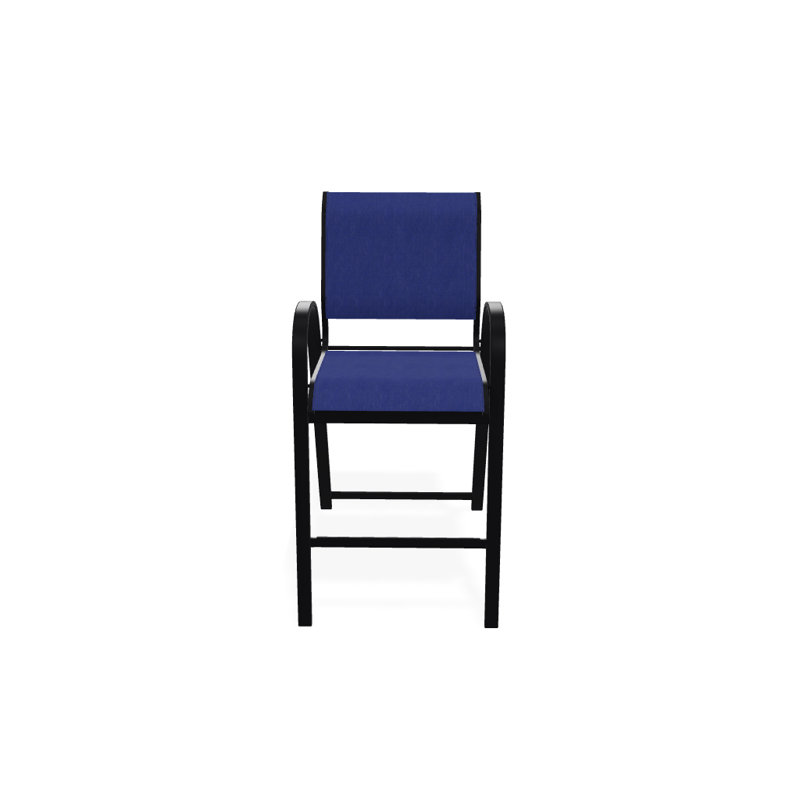 Tabouret de bar Holna, Noir texturé, Atlantis bleu royal Sunbrella®