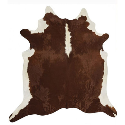 Tapis brun en cuir de vache 6 pi x 7 pi Bernao