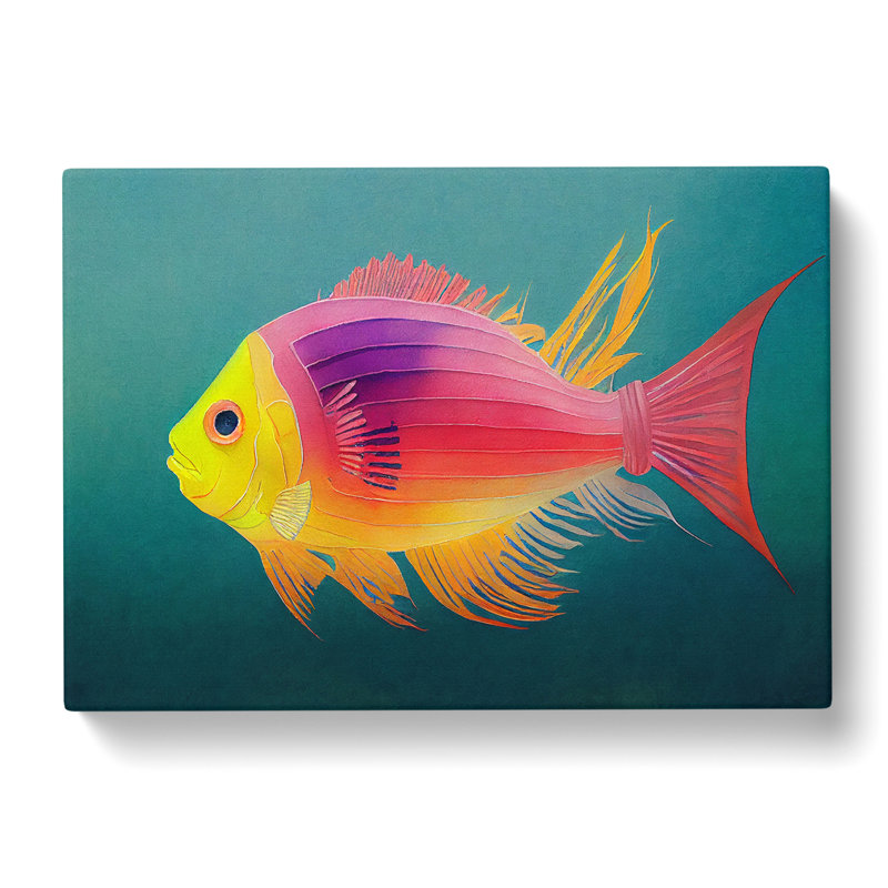 XXX-H1022-WF-3862X Fish In Watercolour - Wrapped Canvas Print, 35cm H x 50cm W x 3cm D