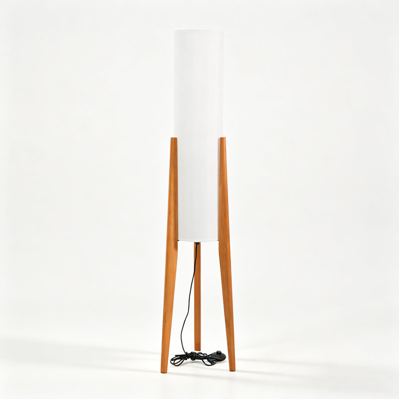 46'' Soild Wood Tripod Floor Lamp, Natural, 46 Inch