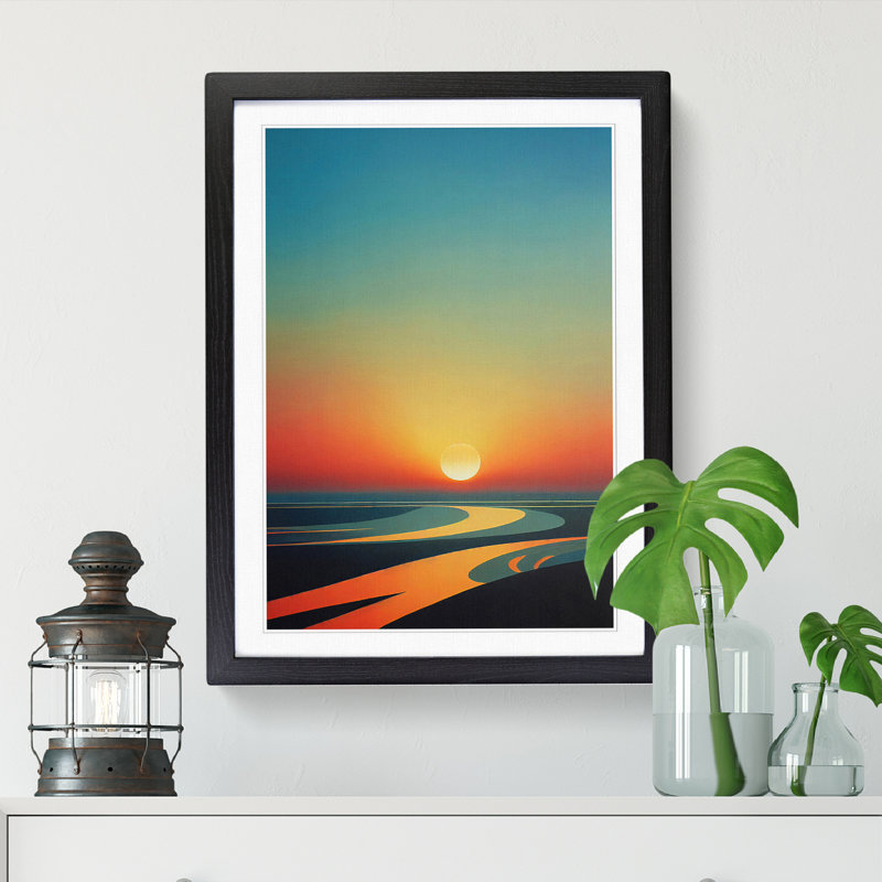 Sunset Textured - Single Picture Frame Print, 46cm H x 34cm W x 2cm D, Oak