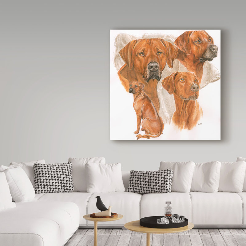 Adelphi Rhodesian Ridgeback, reproduction de peinture à l'huile sur toile tendue, H 14 po x l 14 po